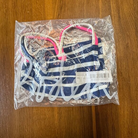 MINI BODEN Zebra Stripe Tankini Top Girls 4-5 110cm Blue Animal Print Swim 4T 5T - Picture 5 of 5